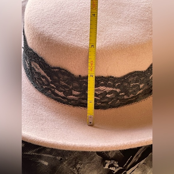 Elegant 100% Wool Wide Brim / Rose / Lace Hat In Dusty Rose-Royal/Derby/Church - Picture 11 of 14
